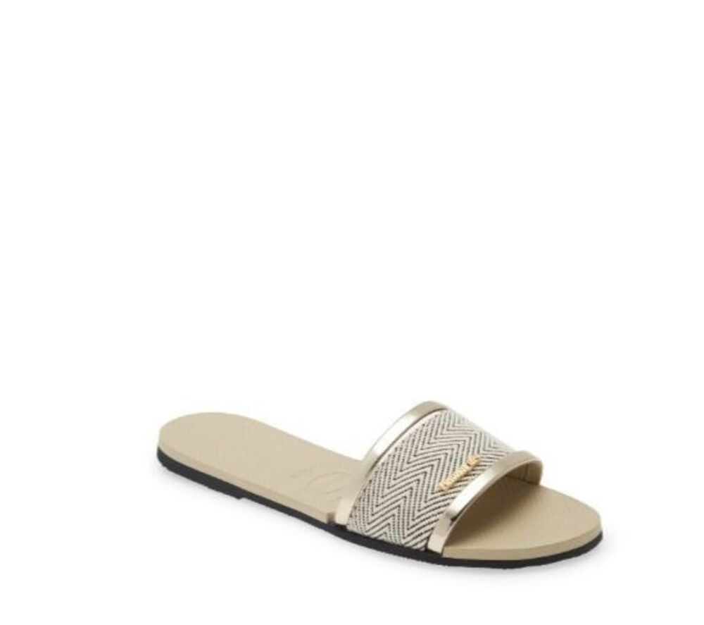 Havaianas You Trancoso Women's Sand Grey Slides Sz 11/12W Euro 41-42 NWT